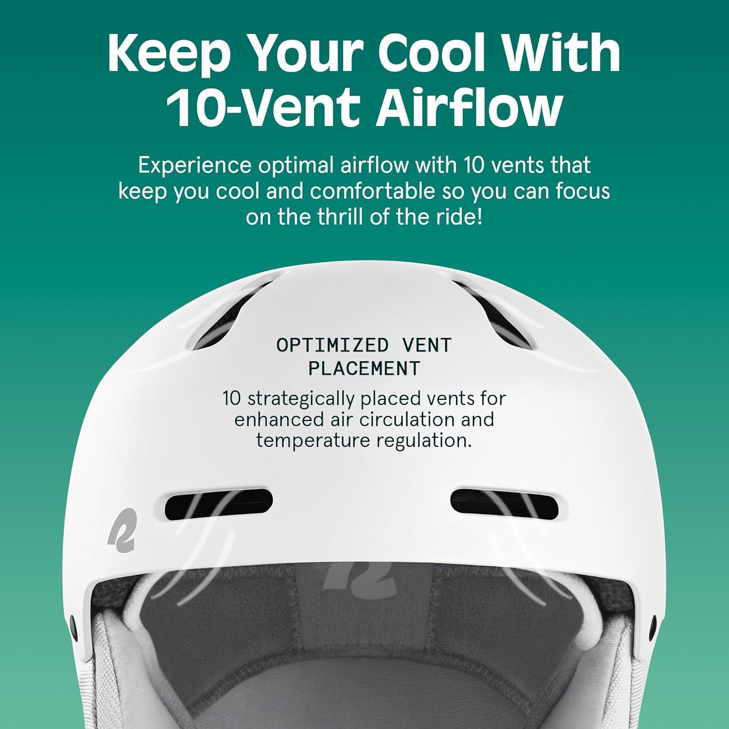 Retrospec Comstock Ski Helmet – Snowboard Helmet for Adults & Youth – Adjustable Fit Snow Helmet with Protective Shell and Breathable Vents for Men, Women, Boys & Girls(Matte White)