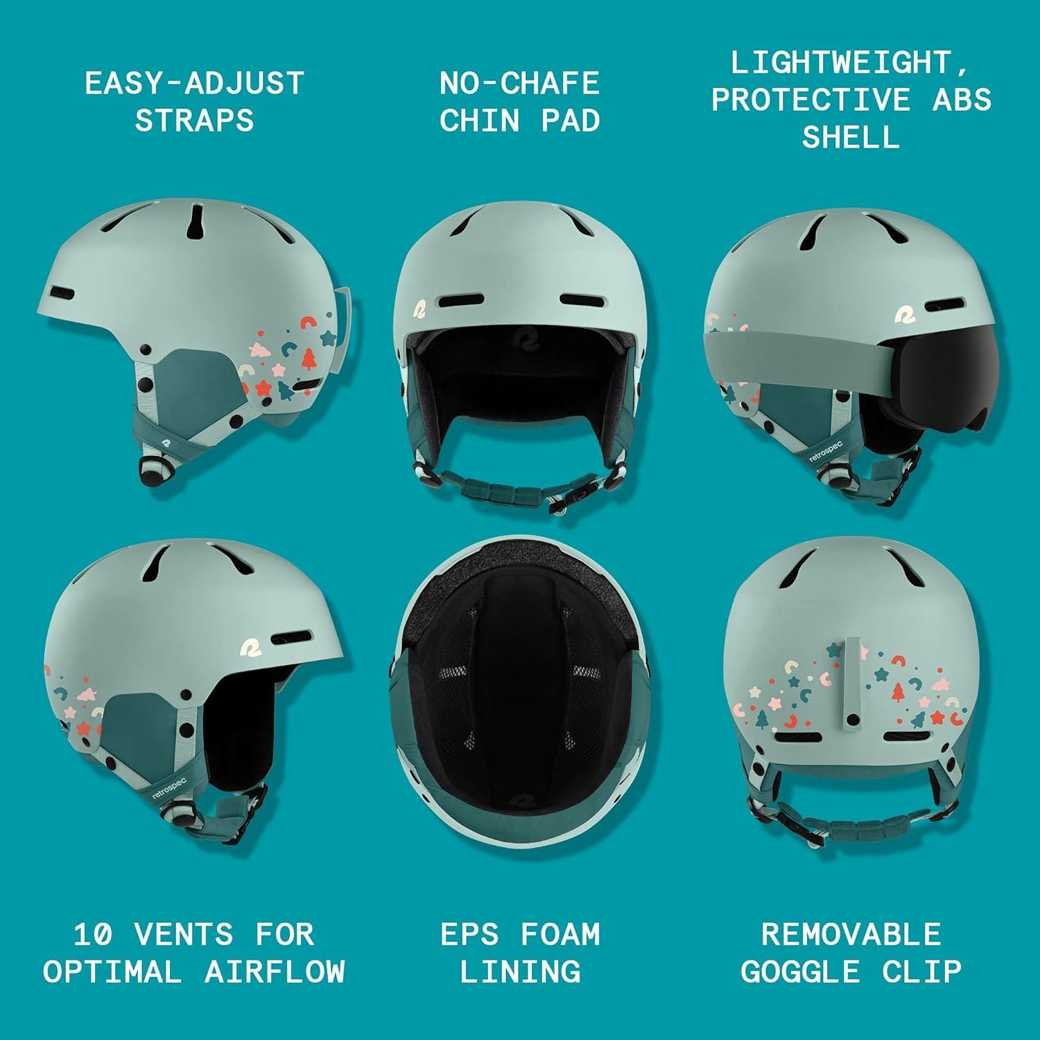 Comstock Kids Ski & Snowboard Helmet with ABS Shell, EPS Impact Protection & 10 Cooling Vents – Adjustable Winter Sports Gear, Goggle Clip(Matte Matcha Forest)