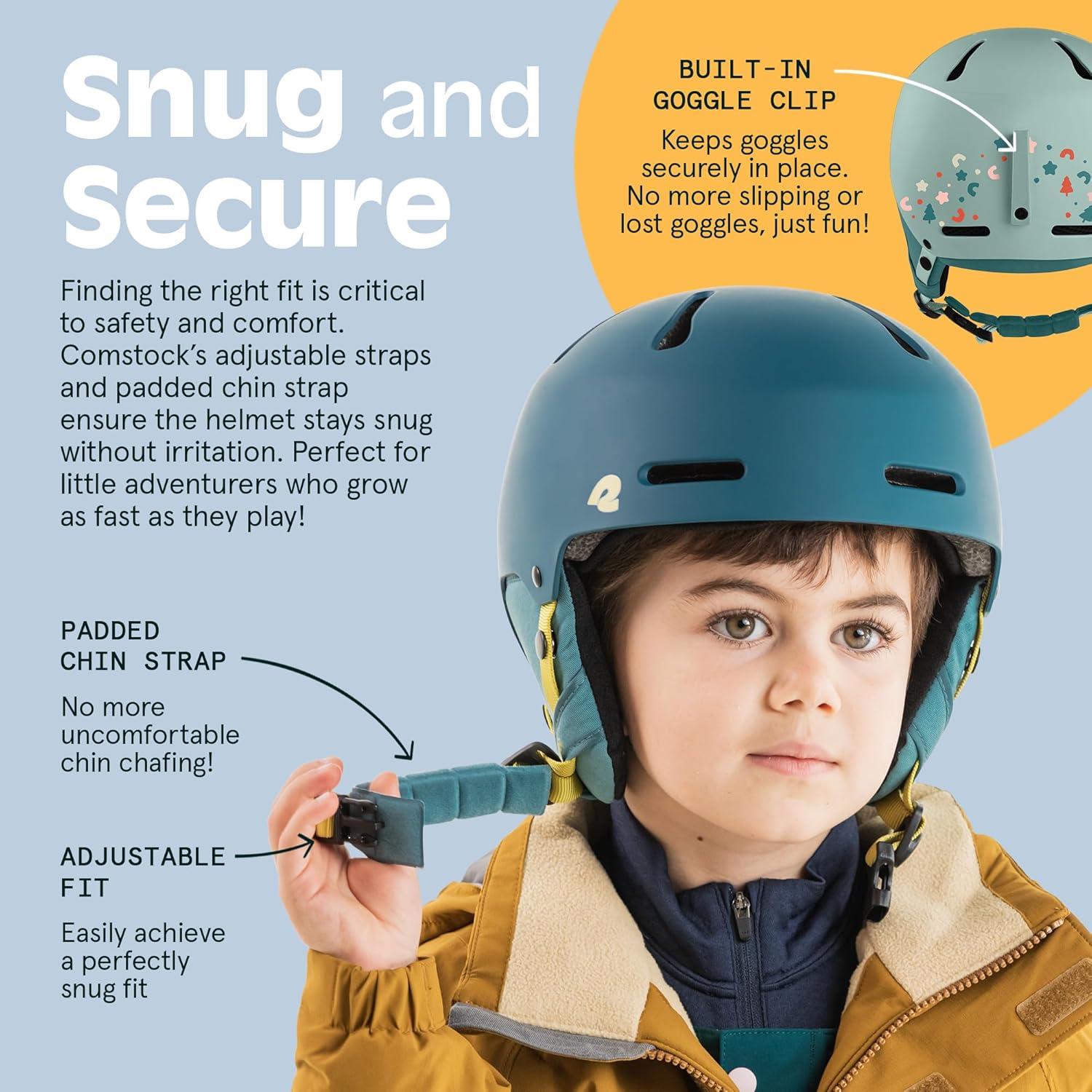 Comstock Kids Ski & Snowboard Helmet with ABS Shell, EPS Impact Protection & 10 Cooling Vents – Adjustable Winter Sports Gear, Goggle Clip(Matte Matcha Forest)
