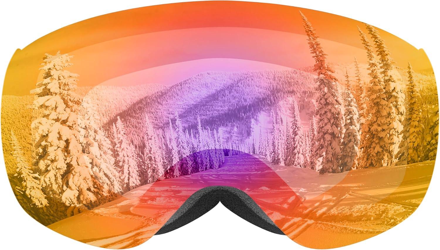 Retrospec Dipper Plus Kids’ Ski & Snowboard Snow Goggles & Lens for Children, Interchangeable Lens – Skiing and Snowboarding(Matte White/Opal)