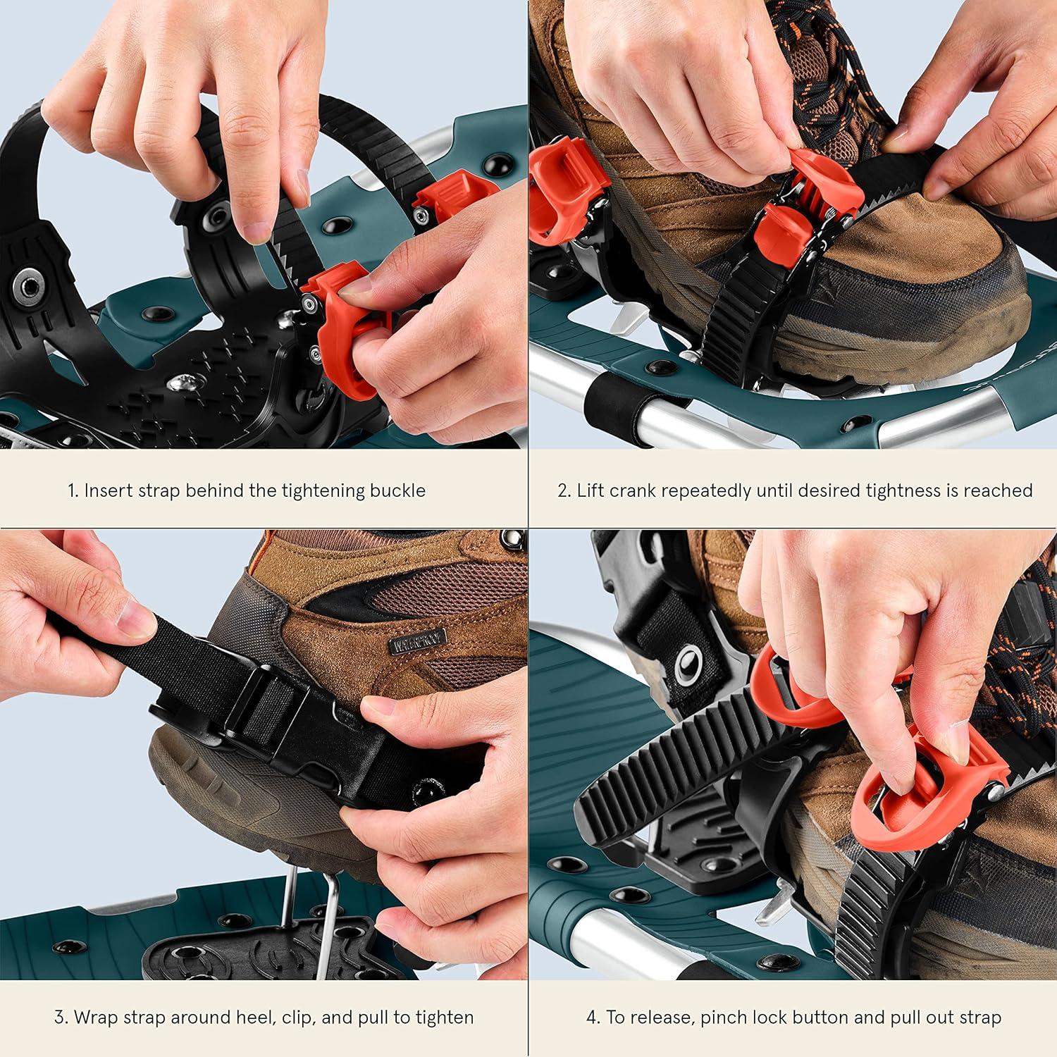 Retrospec Drifter Snowshoes & Trekking Poles Bundle with Adjustable Bindings – Lightweight Aluminum Snow Shoes for Women & Men – All Terrain Hiking & Winter Sports(Superior Blue)