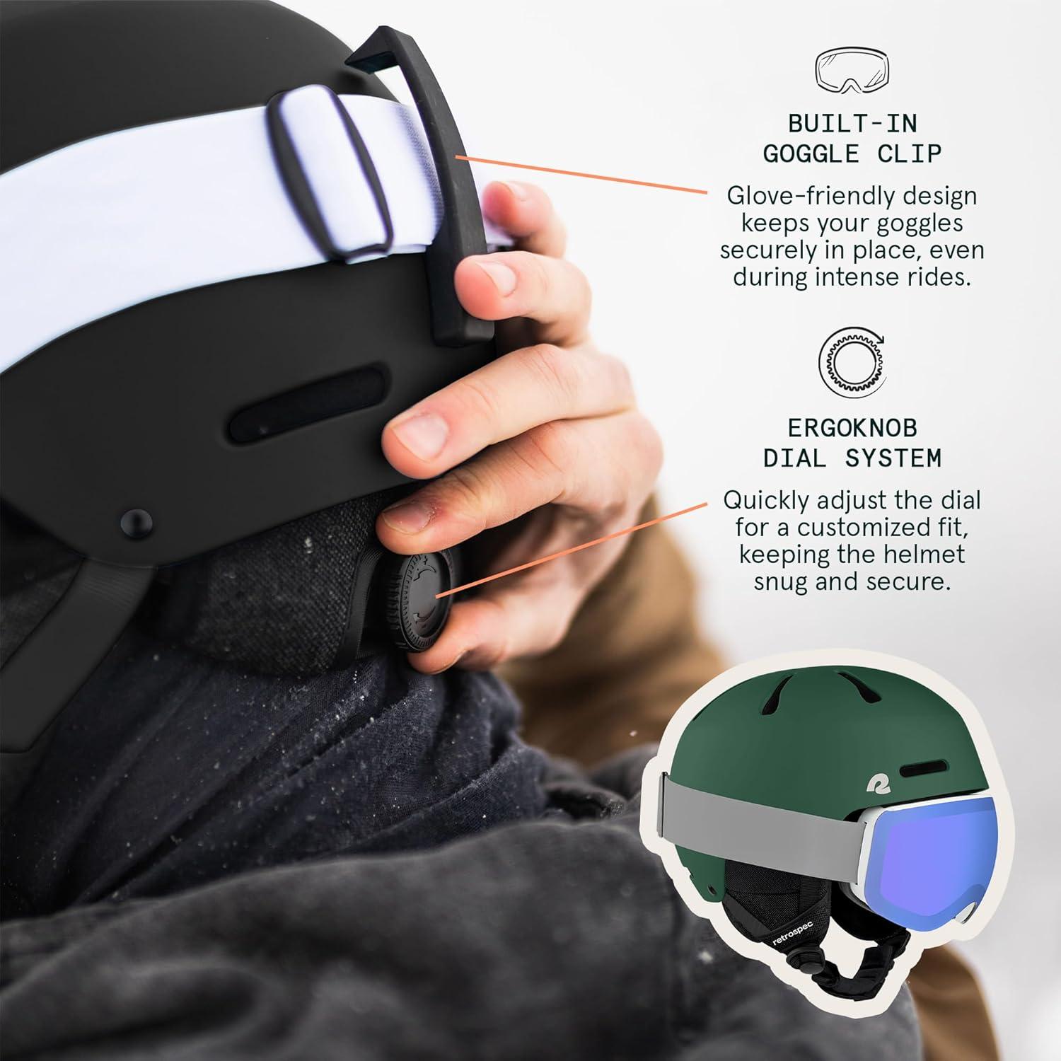 Retrospec Comstock Ski Helmet – Snowboard Helmet for Adults & Youth – Adjustable Fit Snow Helmet with Protective Shell and Breathable Vents for Men, Women, Boys & Girls(Matte Hemlock)
