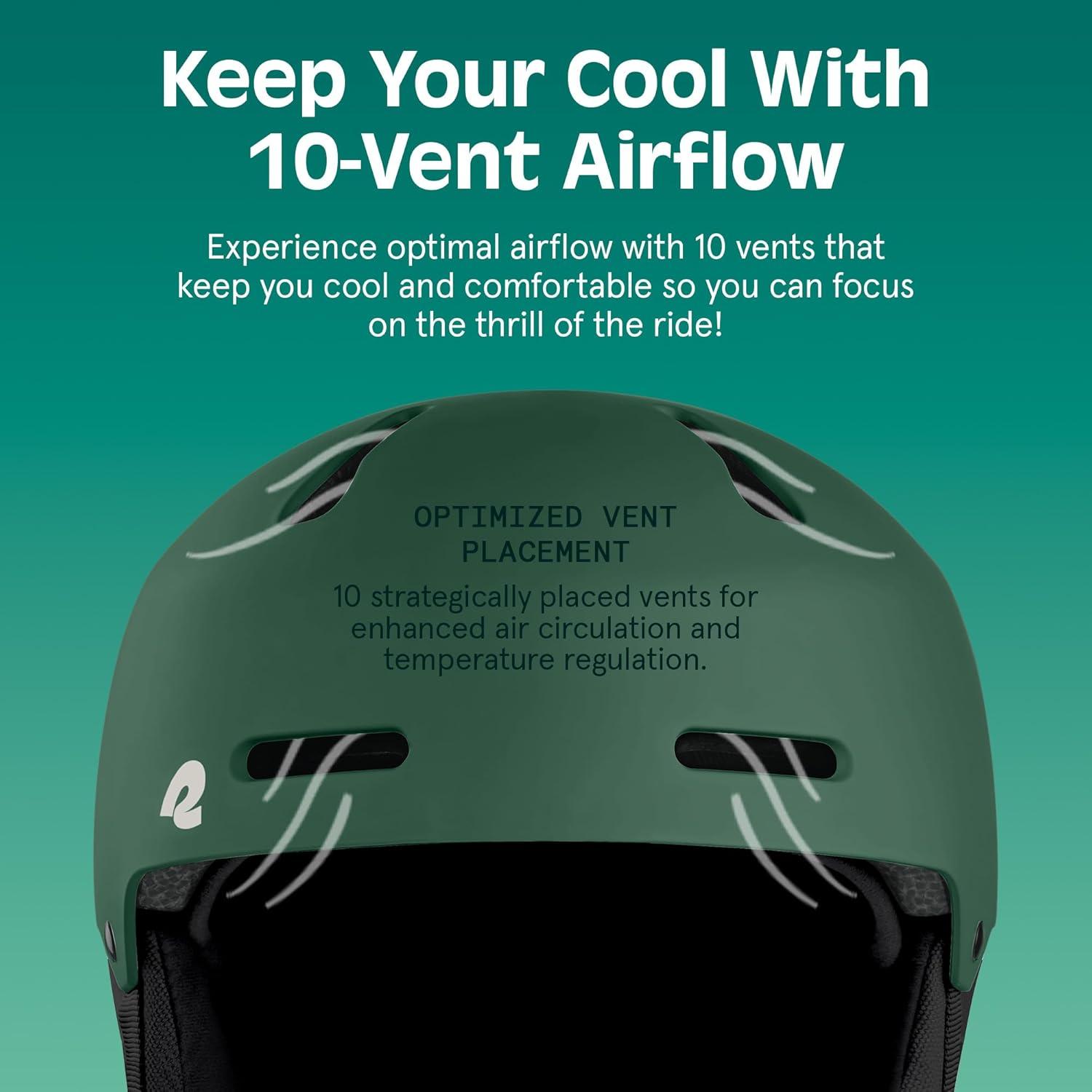 Retrospec Comstock Ski Helmet – Snowboard Helmet for Adults & Youth – Adjustable Fit Snow Helmet with Protective Shell and Breathable Vents for Men, Women, Boys & Girls(Matte Hemlock)