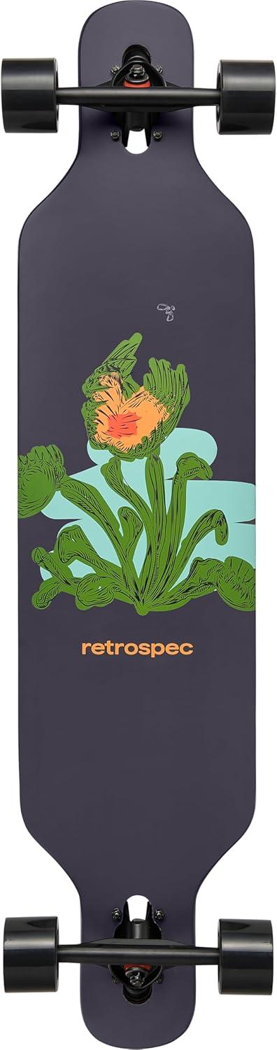 Retrospec Rift Drop-Through Longboard Skateboard Complete Canadian Maple Wood Cruiser w/Drop-Through Trucks for Commuting, Cruising, Carving & Downhill Riding(Flytrap)