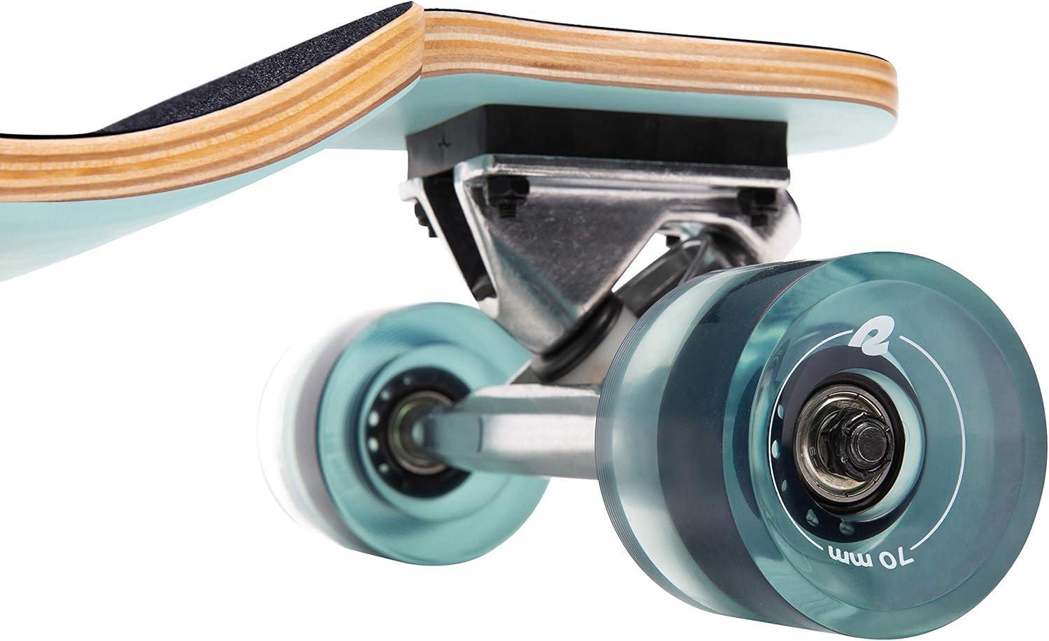 Retrospec Tidal Drop Down Longboard – 41″ Extra Wide Stable Deck, 9-Ply Canadian Maple, ABEC-9 Bearings, 85A PU Wheels, Reverse Kingpin Trucks for Cruising & Downhill(Aqua Edge)