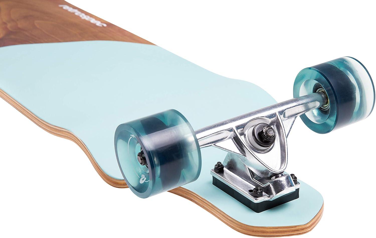 Retrospec Tidal Drop Down Longboard – 41″ Extra Wide Stable Deck, 9-Ply Canadian Maple, ABEC-9 Bearings, 85A PU Wheels, Reverse Kingpin Trucks for Cruising & Downhill(Aqua Edge)