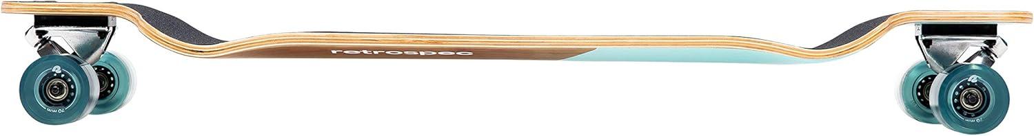 Retrospec Tidal Drop Down Longboard – 41″ Extra Wide Stable Deck, 9-Ply Canadian Maple, ABEC-9 Bearings, 85A PU Wheels, Reverse Kingpin Trucks for Cruising & Downhill(Aqua Edge)