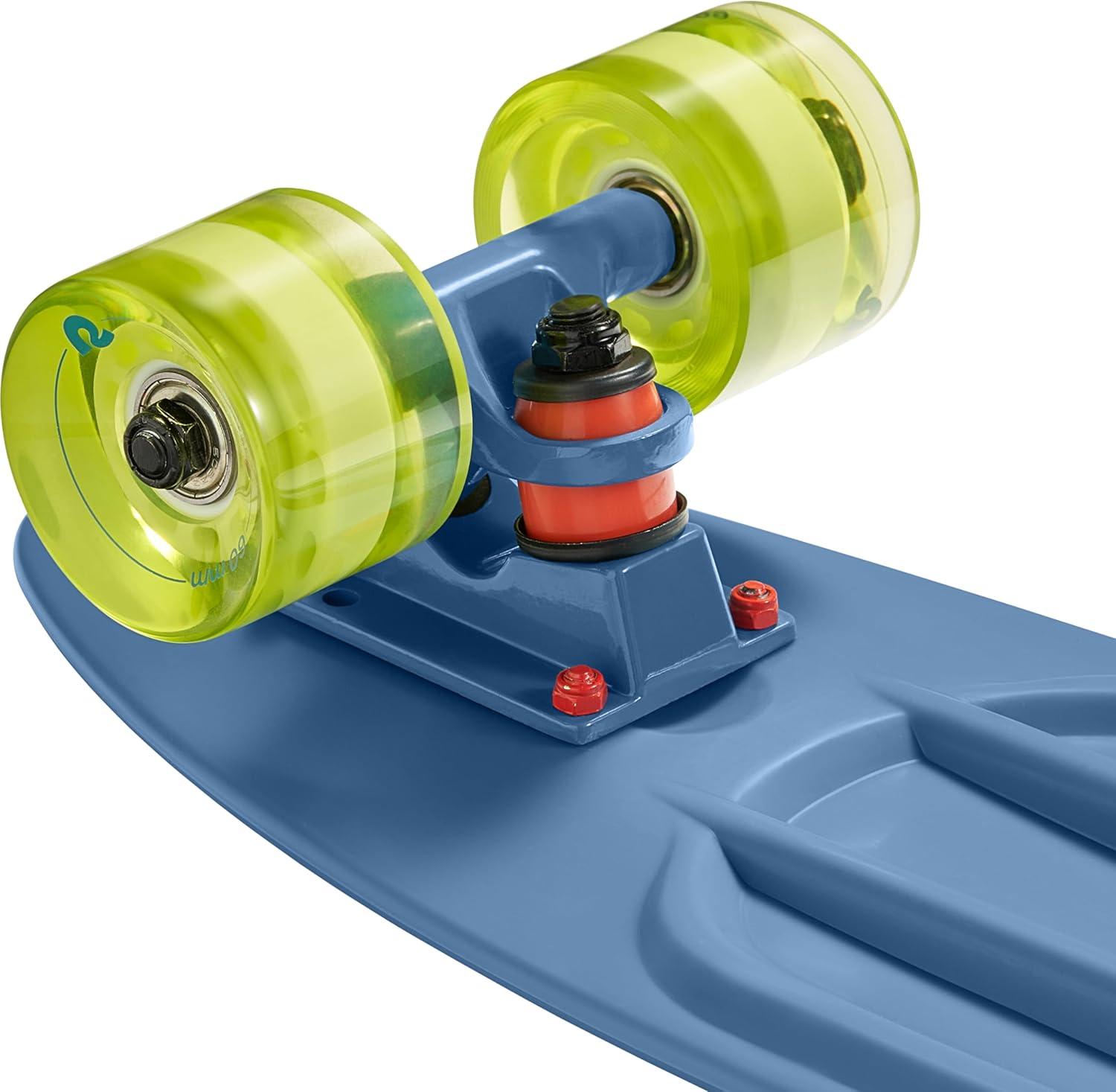 Retrospec Quip Mini Cruiser Skateboard 22.5″ Classic Retro Plastic Cruiser Complete Skateboard with ABEC 7 Bearings and PU Wheels Compact Board w/Grippy, Molded Waffle Deck(Marine Blue)