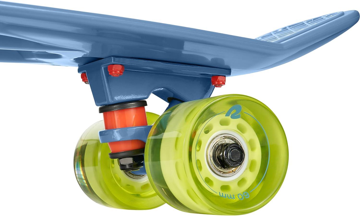 Retrospec Quip Mini Cruiser Skateboard 22.5″ Classic Retro Plastic Cruiser Complete Skateboard with ABEC 7 Bearings and PU Wheels Compact Board w/Grippy, Molded Waffle Deck(Marine Blue)