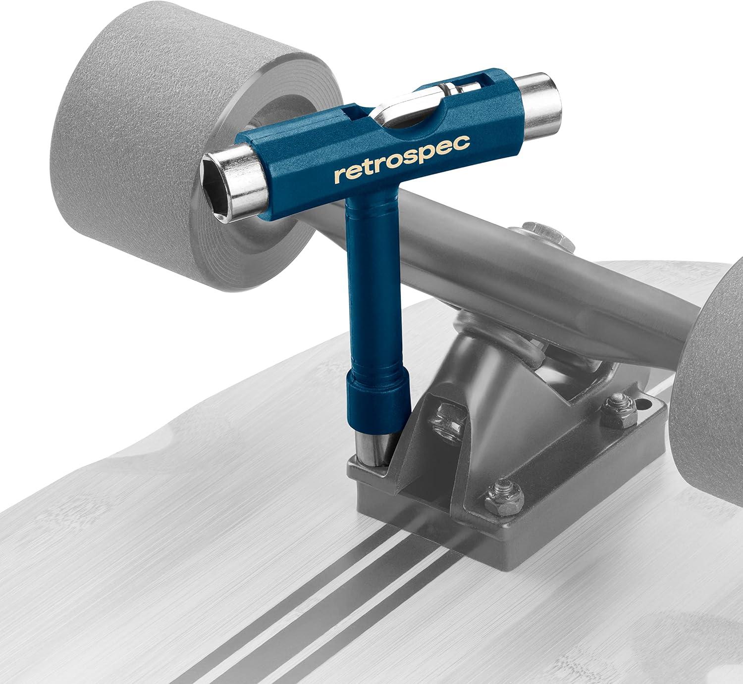Retrospec Upkeep All-in-One Multi-Function Portable Skate Tool with 2-in-1 Allen Wrench & Phillips Head Screwdriver for Adjusting and Tightening Skateboard/Longboard Wheels, Trucks, and Kingpins(Navy)