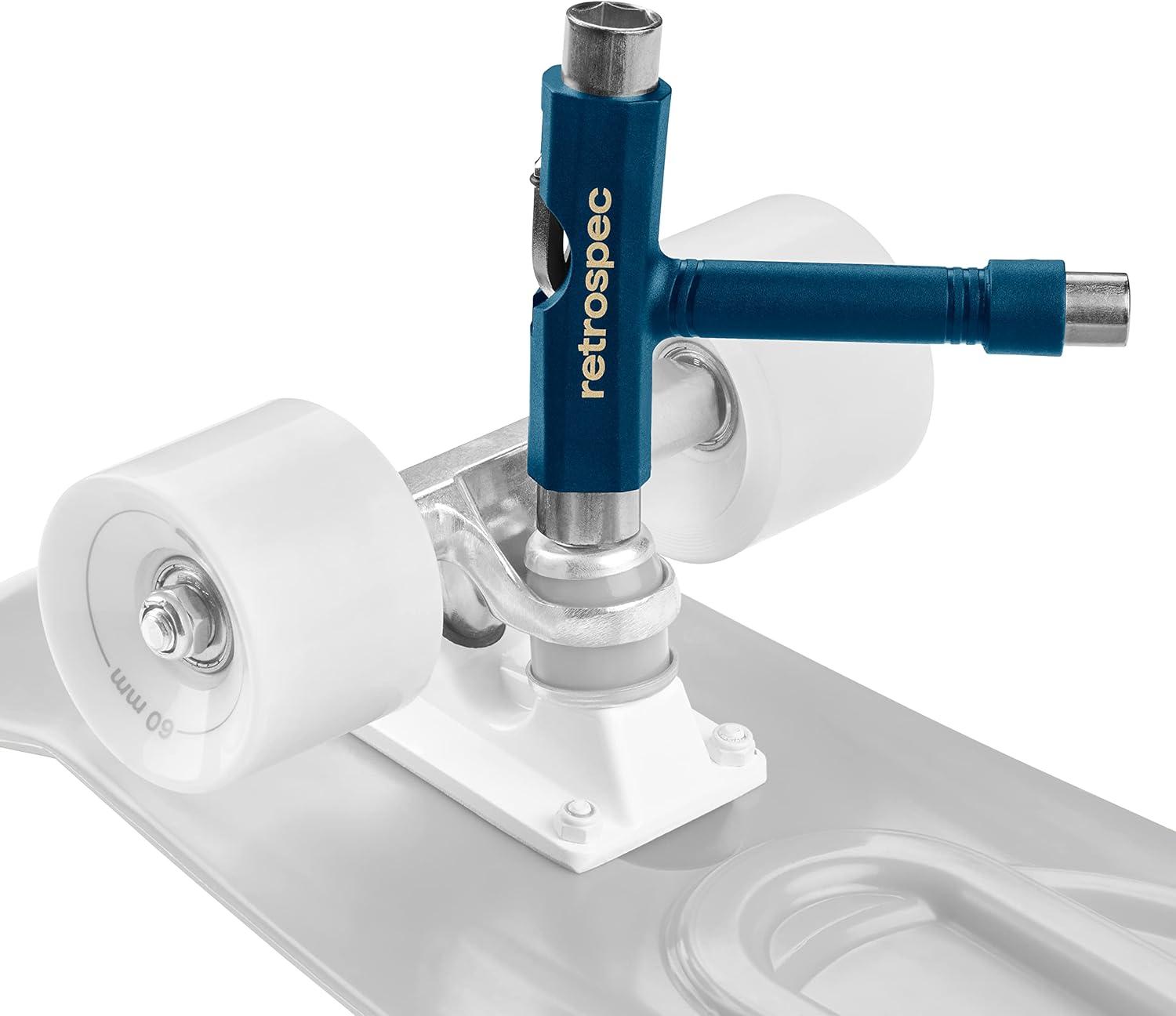 Retrospec Upkeep All-in-One Multi-Function Portable Skate Tool with 2-in-1 Allen Wrench & Phillips Head Screwdriver for Adjusting and Tightening Skateboard/Longboard Wheels, Trucks, and Kingpins(Navy)