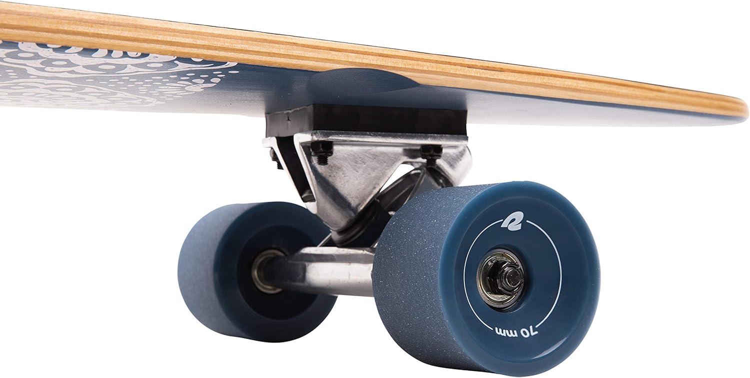 Retrospec Zed Pintail & Cruiser Longboard Adult Skateboard – 44in Bamboo & Canadian Maple Deck with ABEC-7 Bearings, 70mm PU Wheels for Commuting & Carving(Navy Paisley)