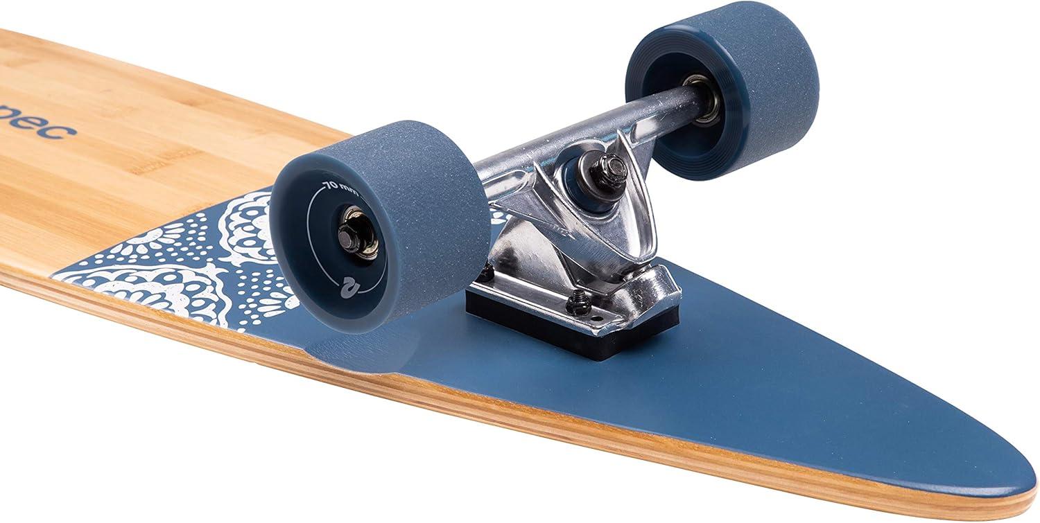 Retrospec Zed Pintail & Cruiser Longboard Adult Skateboard – 44in Bamboo & Canadian Maple Deck with ABEC-7 Bearings, 70mm PU Wheels for Commuting & Carving(Navy Paisley)