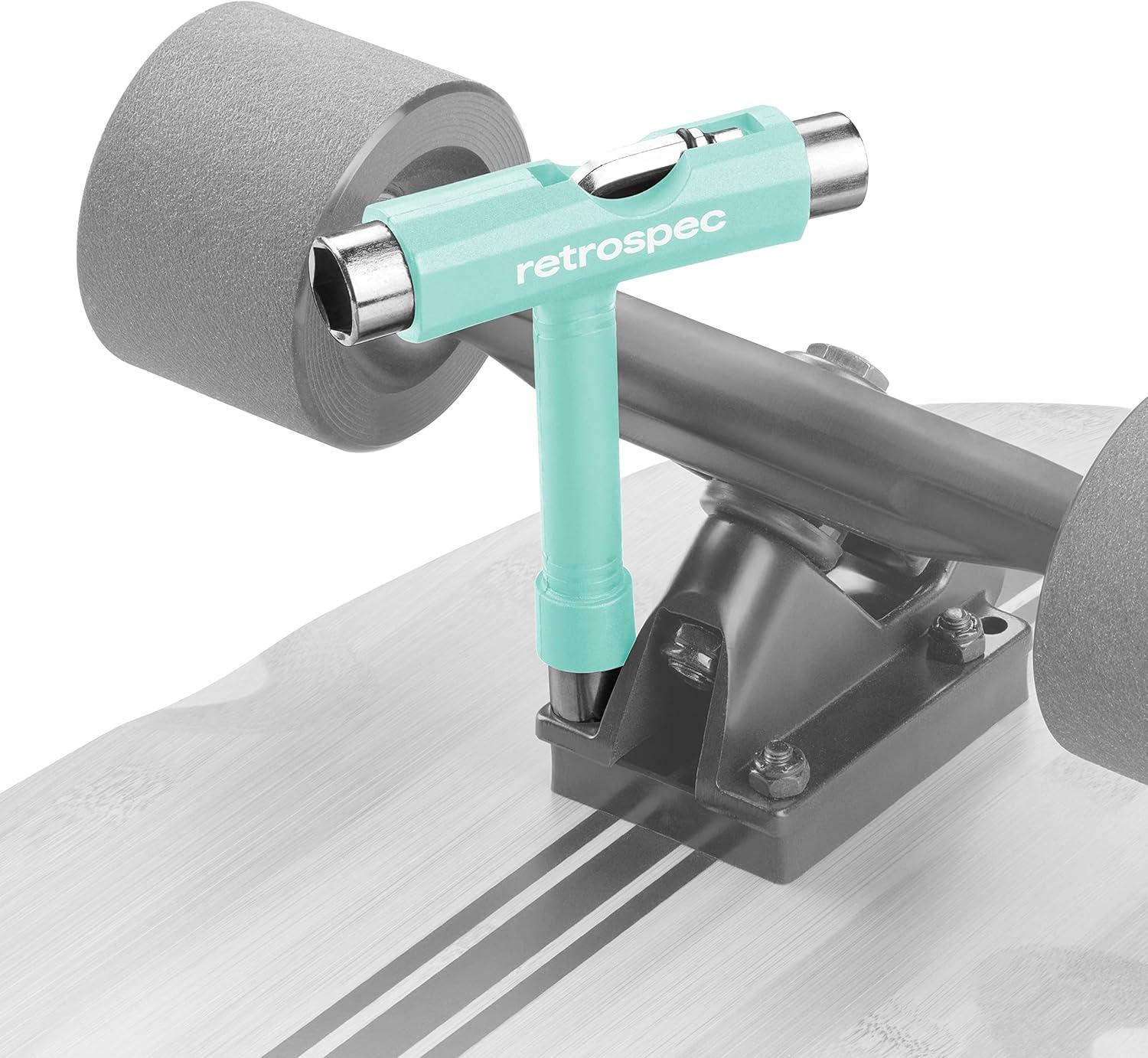 Retrospec Upkeep All-in-One Multi-Function Portable Skate Tool with 2-in-1 Allen Wrench & Phillips Head Screwdriver for Adjusting and Tightening Skateboard/Longboard Wheels, Trucks, and Kingpins(Aqua)