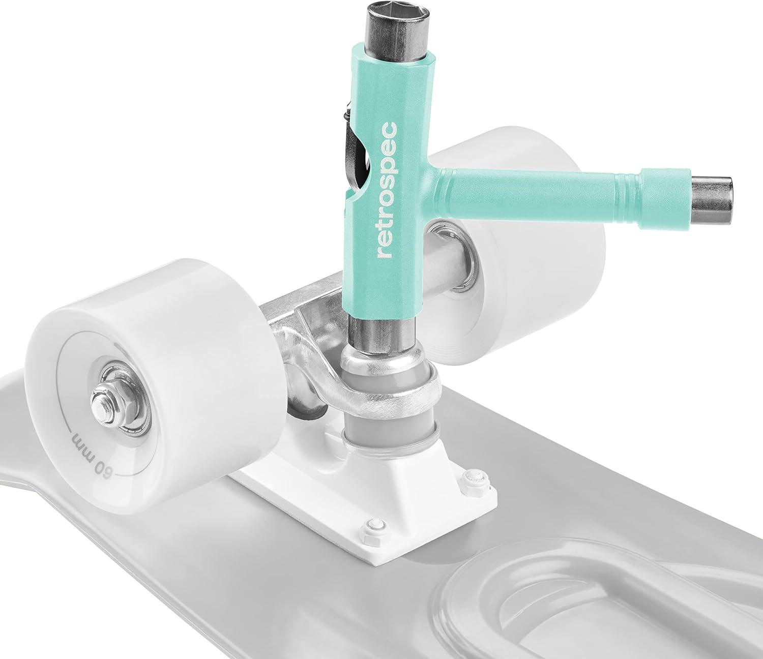 Retrospec Upkeep All-in-One Multi-Function Portable Skate Tool with 2-in-1 Allen Wrench & Phillips Head Screwdriver for Adjusting and Tightening Skateboard/Longboard Wheels, Trucks, and Kingpins(Aqua)