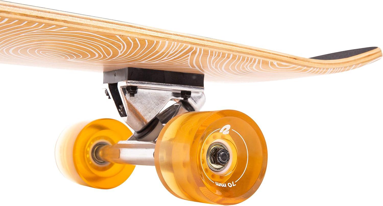 Retrospec Zed Pintail & Cruiser Longboard Adult Skateboard – 44in Bamboo & Canadian Maple Deck with ABEC-7 Bearings, 70mm PU Wheels for Commuting & Carving(Riptide)