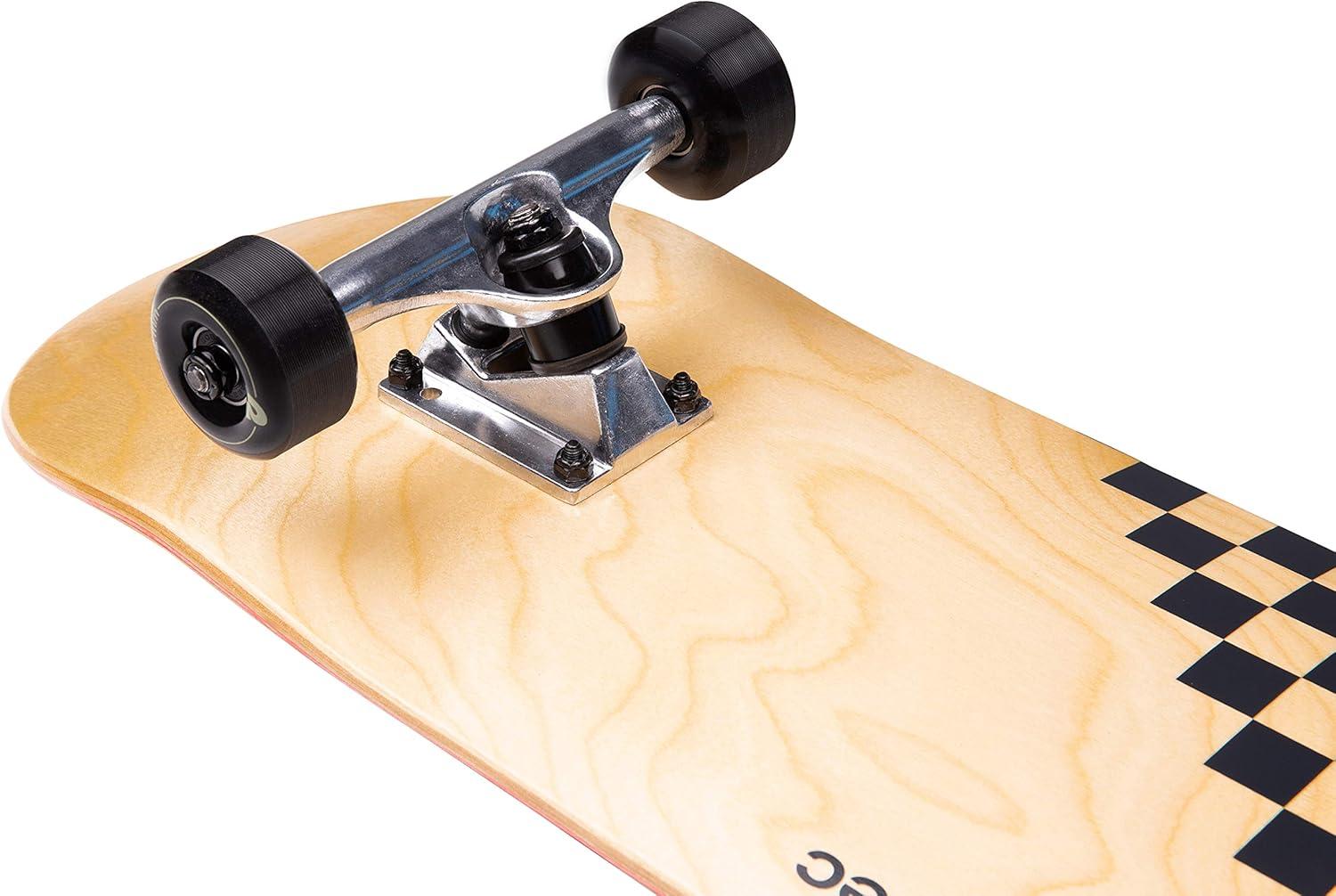 Retrospec Alameda Skateboard Complete | Canadian Maple Wood Deck w/ 5.5 Inch Aluminum Alloy Trucks for Commuting, Cruising, Carving & Downhill Riding(Black Checker)