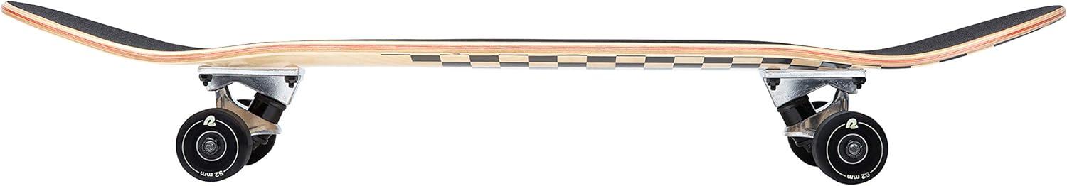 Retrospec Alameda Skateboard Complete | Canadian Maple Wood Deck w/ 5.5 Inch Aluminum Alloy Trucks for Commuting, Cruising, Carving & Downhill Riding(Black Checker)