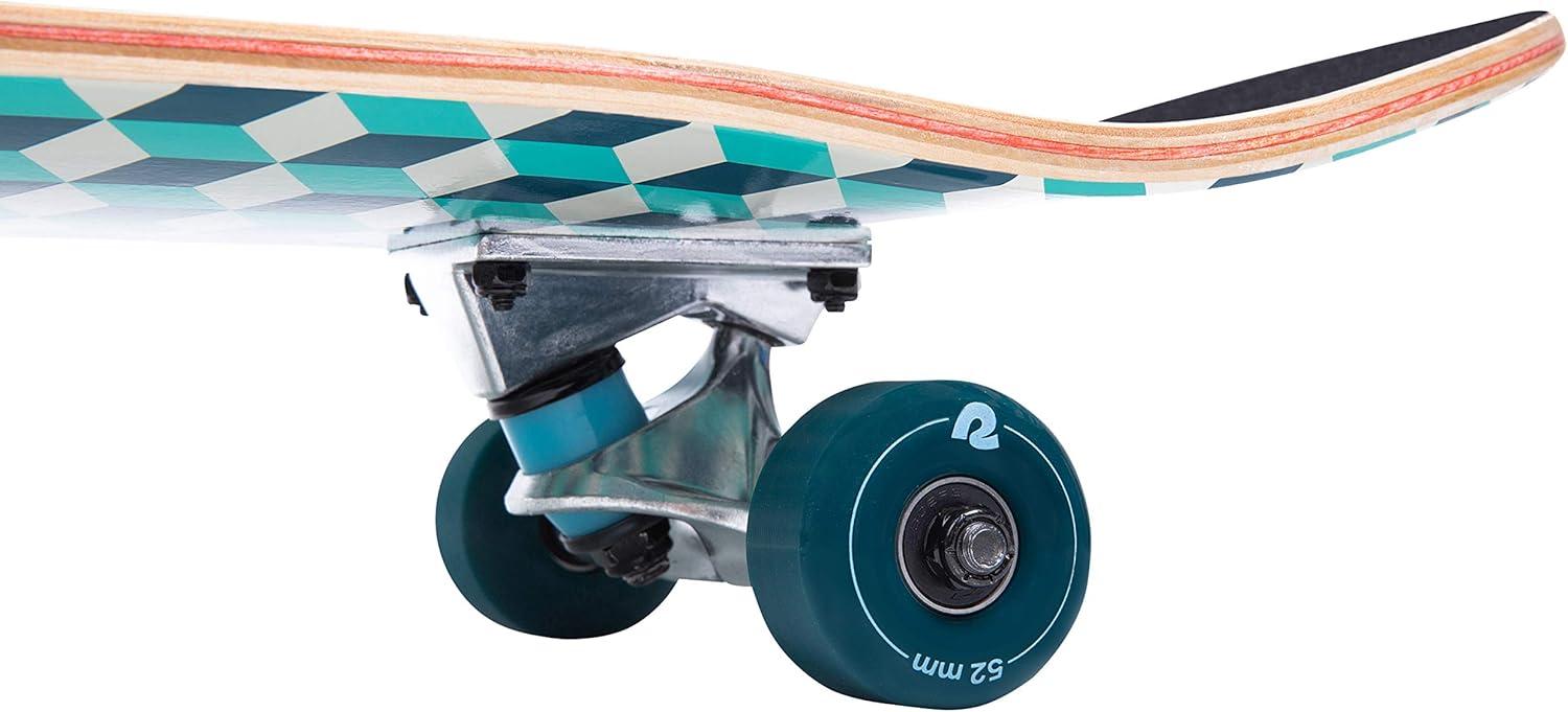 Retrospec Alameda Skateboard Complete | Canadian Maple Wood Deck w/ 5.5 Inch Aluminum Alloy Trucks for Commuting, Cruising, Carving & Downhill Riding(Marine Isometric)