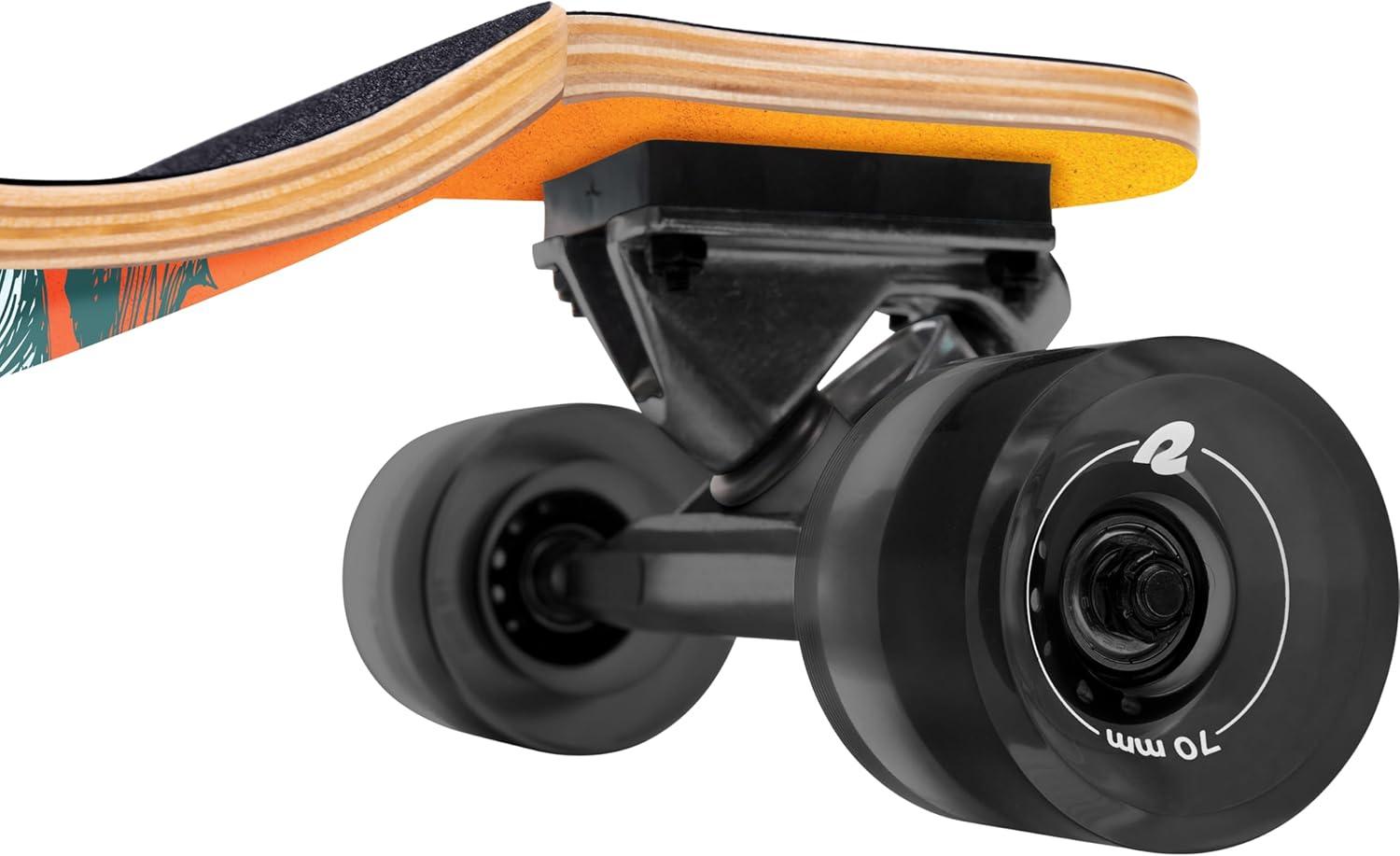 Retrospec Tidal Drop Down Longboard – 41″ Extra Wide Stable Deck, 9-Ply Canadian Maple, ABEC-9 Bearings, 85A PU Wheels, Reverse Kingpin Trucks for Cruising & Downhill(Rip Current)
