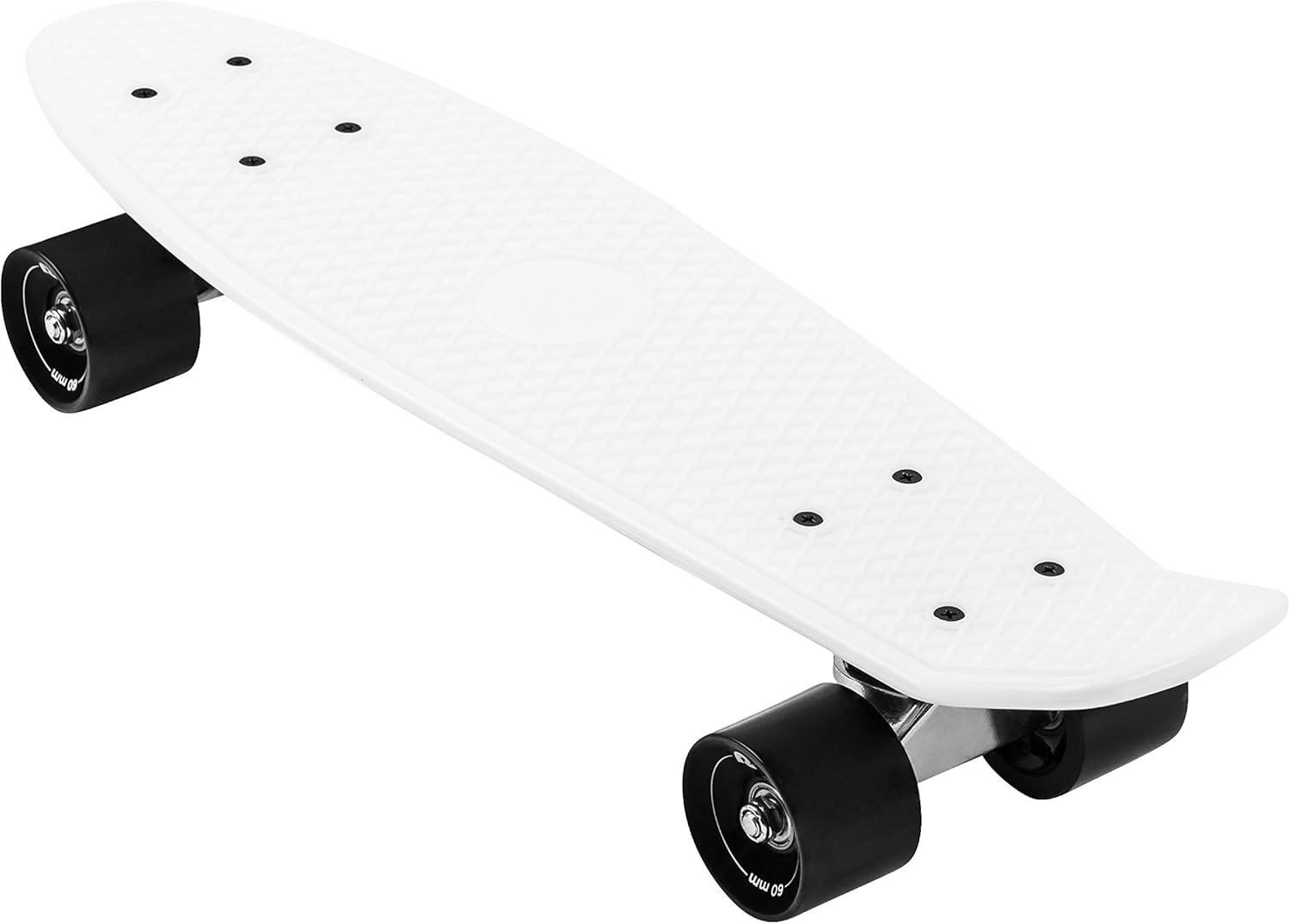 Retrospec Quip Mini Cruiser Skateboard 22.5″ Classic Retro Plastic Cruiser Complete Skateboard with ABEC 7 Bearings and PU Wheels Compact Board w/Grippy, Molded Waffle Deck(Domino)