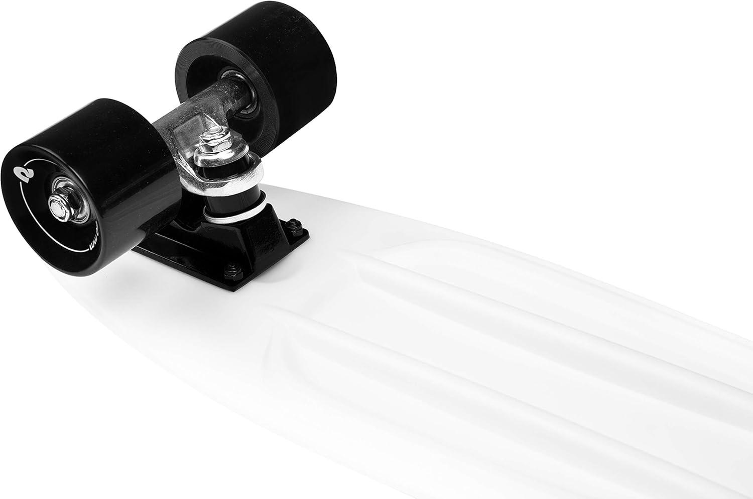 Retrospec Quip Mini Cruiser Skateboard 22.5″ Classic Retro Plastic Cruiser Complete Skateboard with ABEC 7 Bearings and PU Wheels Compact Board w/Grippy, Molded Waffle Deck(Domino)