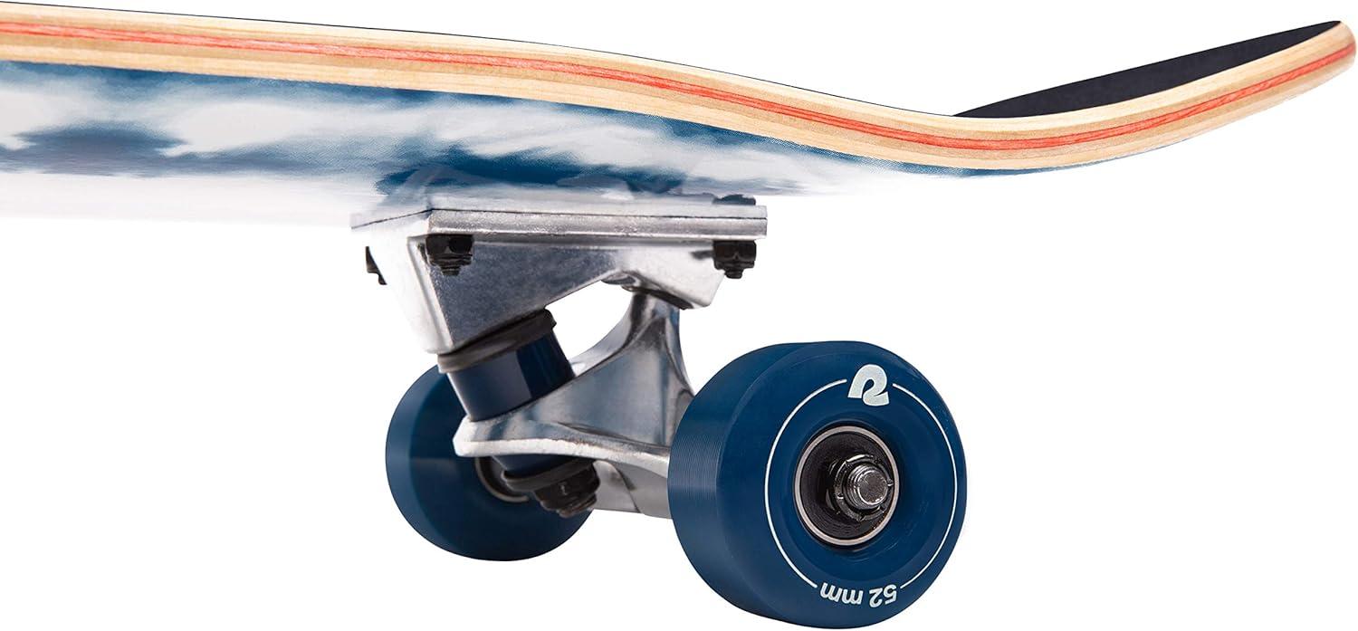 Retrospec Alameda Skateboard Complete | Canadian Maple Wood Deck w/ 5.5 Inch Aluminum Alloy Trucks for Commuting, Cruising, Carving & Downhill Riding(Azul Mist)