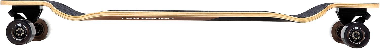 Retrospec Tidal Drop Down Longboard – 41″ Extra Wide Stable Deck, 9-Ply Canadian Maple, ABEC-9 Bearings, 85A PU Wheels, Reverse Kingpin Trucks for Cruising & Downhill(Black Edge)