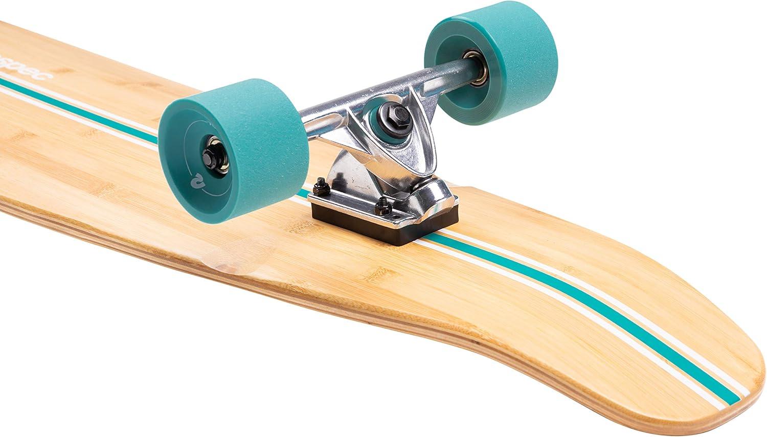 Retrospec Zed Pintail & Cruiser Longboard Adult Skateboard – 44in Bamboo & Canadian Maple Deck with ABEC-7 Bearings, 70mm PU Wheels for Commuting & Carving(Aqua Pipeline)
