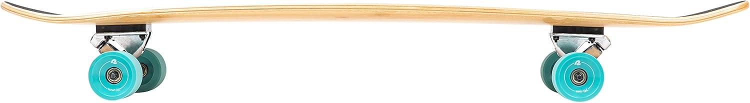 Retrospec Zed Pintail & Cruiser Longboard Adult Skateboard – 44in Bamboo & Canadian Maple Deck with ABEC-7 Bearings, 70mm PU Wheels for Commuting & Carving(Aqua Pipeline)