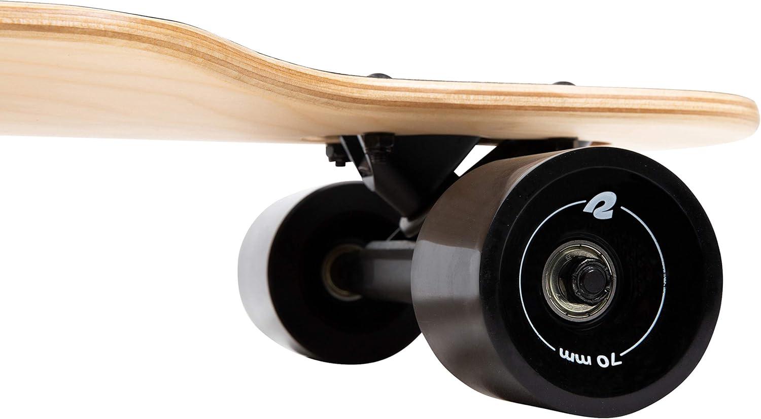 Retrospec Rift Drop-Through Longboard Skateboard Complete Canadian Maple Wood Cruiser w/Drop-Through Trucks for Commuting, Cruising, Carving & Downhill Riding(Tangerine Wave)