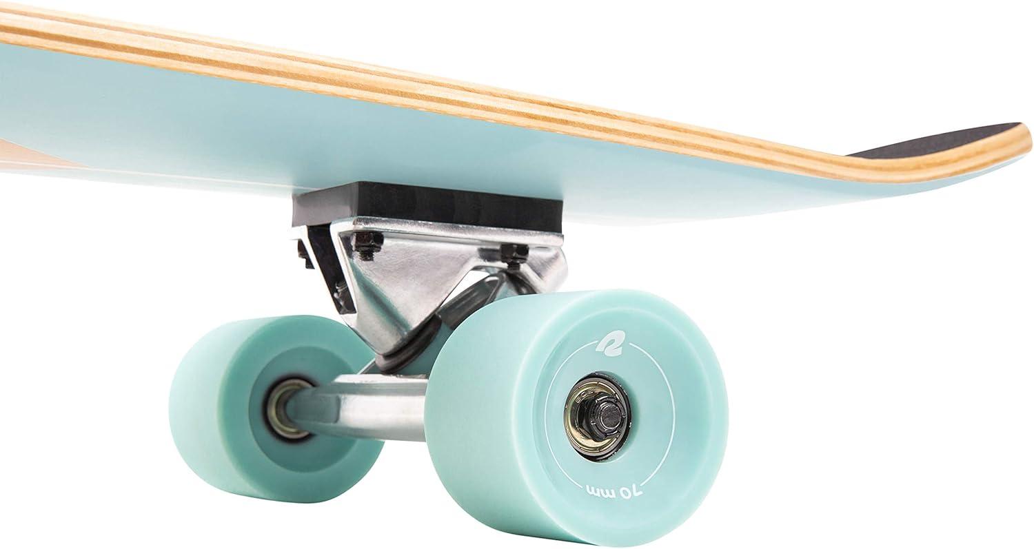 Retrospec Zed Pintail & Cruiser Longboard Adult Skateboard – 44in Bamboo & Canadian Maple Deck with ABEC-7 Bearings, 70mm PU Wheels for Commuting & Carving(Aqua Fishtail)