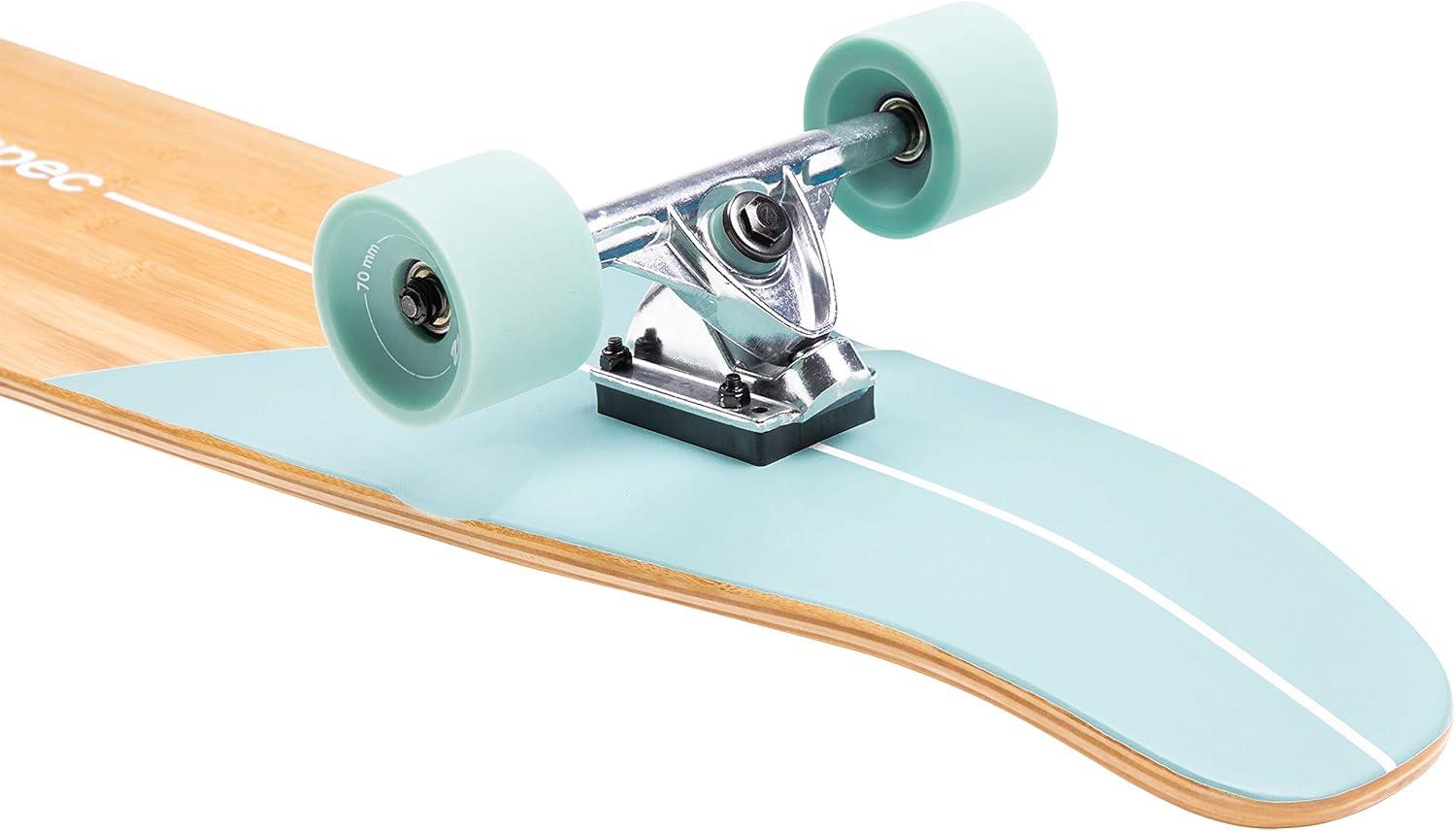 Retrospec Zed Pintail & Cruiser Longboard Adult Skateboard – 44in Bamboo & Canadian Maple Deck with ABEC-7 Bearings, 70mm PU Wheels for Commuting & Carving(Aqua Fishtail)