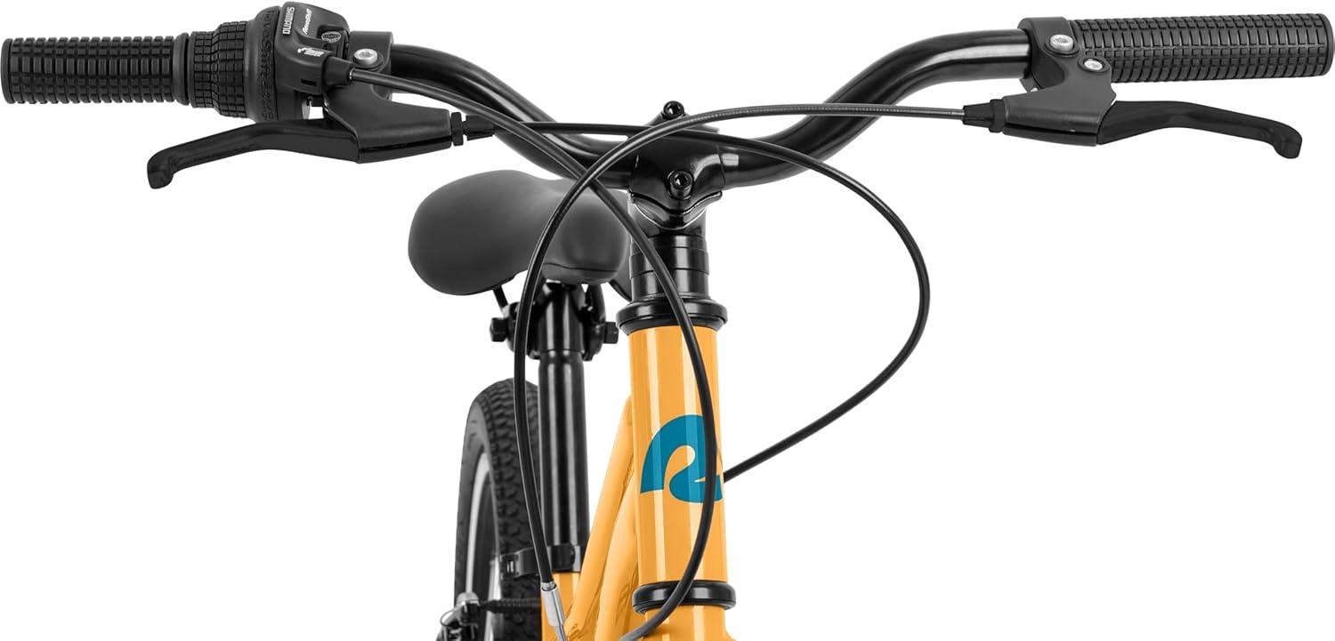 Retrospec Dart 20 & 24 Inch Kids Bike – 7-Speed Hybrid Bicycle for Ages 6-11 with 29in All-Season Tires & Shock Absorption – Adjustable Height Youth Bike with V-Brakes & Smooth Gear Shifting(Saffron)