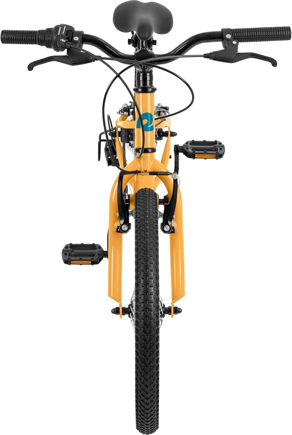 Retrospec Dart 20 & 24 Inch Kids Bike – 7-Speed Hybrid Bicycle for Ages 6-11 with 29in All-Season Tires & Shock Absorption – Adjustable Height Youth Bike with V-Brakes & Smooth Gear Shifting(Saffron)