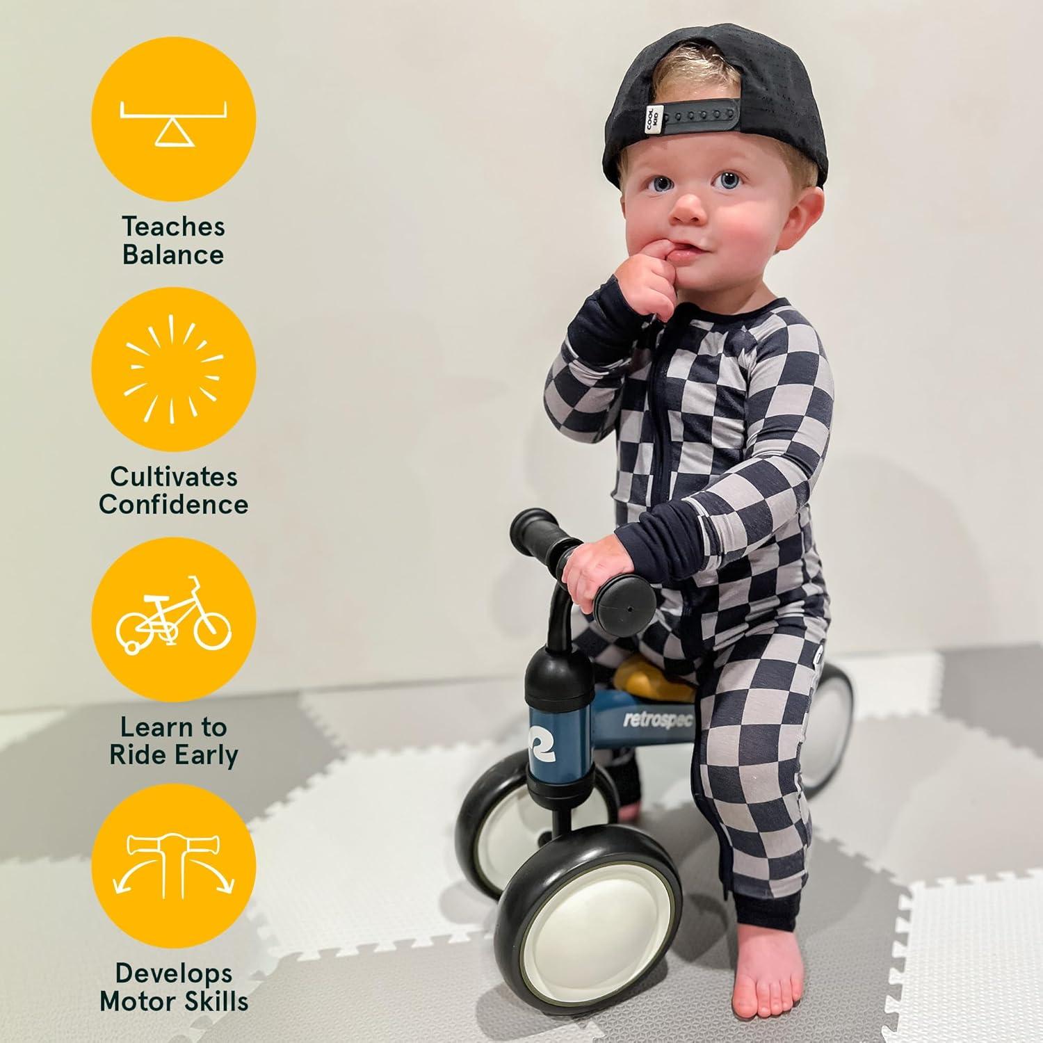 Retrospec Cricket Baby Balance Bike, 4-Wheel Ride-On Toy for Ages 12-24 Months – First Bike & Toddler Bike for 1 Year Old Boys & Girls, First Birthday Gift(Matcha Bloom)