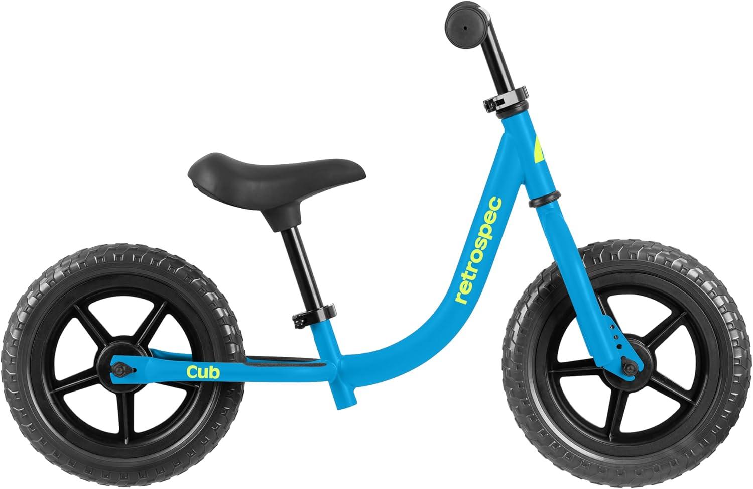 Retrospec Cub Toddler Balance Bike for Ages 18 Months – 3 Years – 12in No-Pedal Beginner Bicycle with Adjustable Seat, Puncture-Proof Tires & Safe Low Frame Design(Brash Blue)