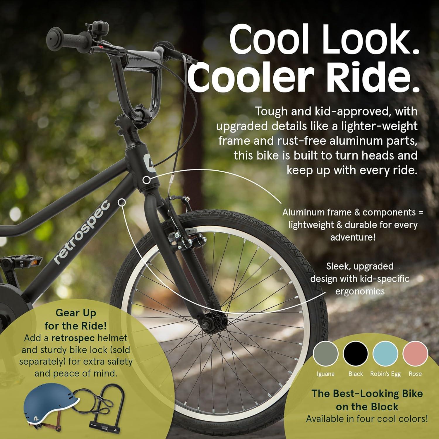 Retrospec Koda Plus Kids Bike for Boys & Girls Ages 6-8 Years – 20″ Children’s Bicycle, Adjustable Seat & Handlebars(Matte Black)