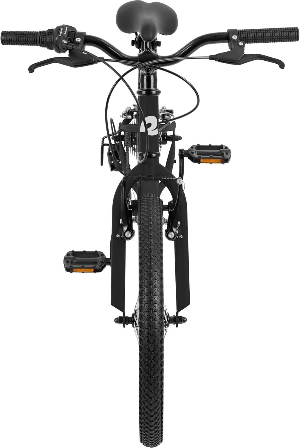 Retrospec Dart 20 & 24 Inch Kids Bike – 7-Speed Hybrid Bicycle for Ages 6-11 with 29in All-Season Tires & Shock Absorption – Adjustable Height Youth Bike with V-Brakes & Smooth Gear Shifting(Matte Black)