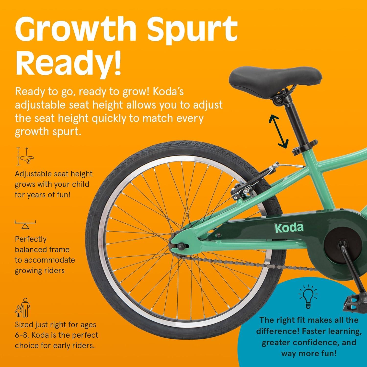 Retrospec Koda Plus Kids Bike for Boys & Girls Ages 6-8 Years – 20″ Children’s Bicycle, Adjustable Seat & Handlebars(Mantis)
