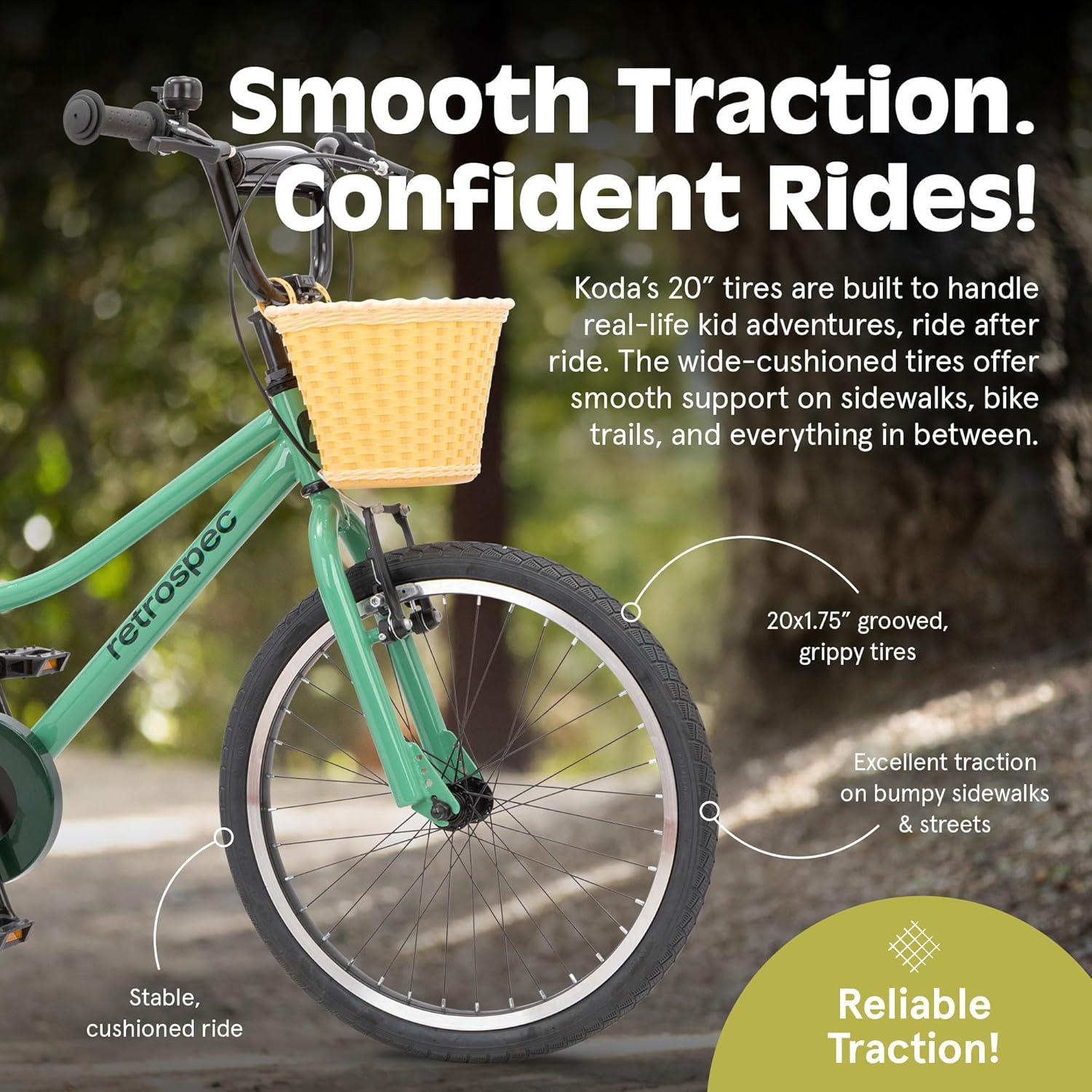 Retrospec Koda Plus Kids Bike for Boys & Girls Ages 6-8 Years – 20″ Children’s Bicycle, Adjustable Seat & Handlebars(Mantis)