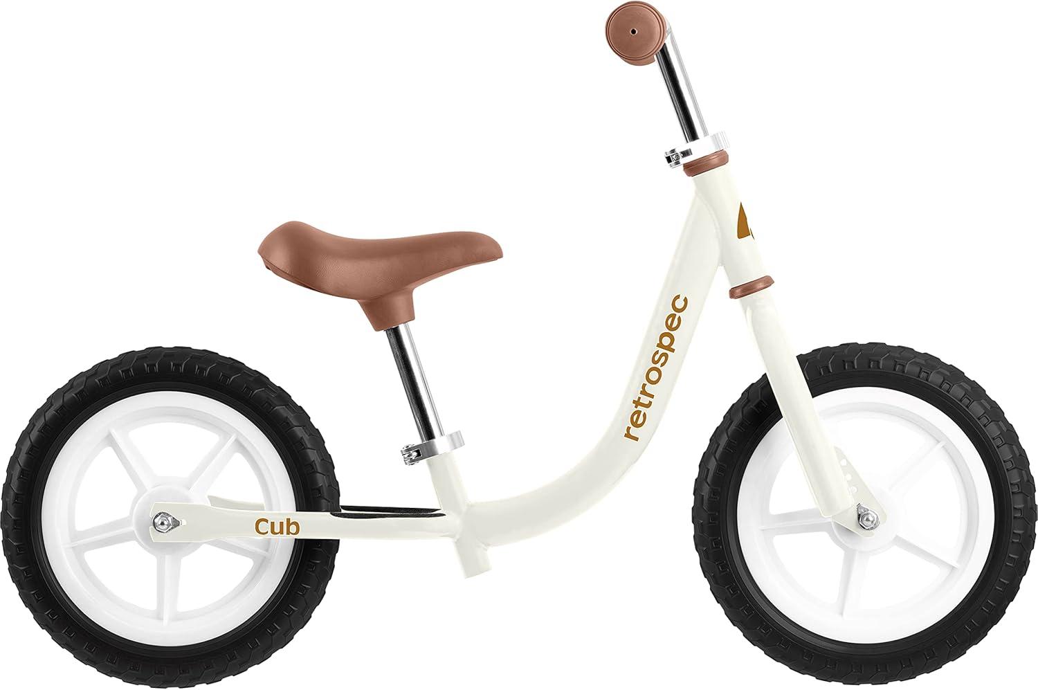 Retrospec Cub Toddler Balance Bike for Ages 18 Months – 3 Years – 12in No-Pedal Beginner Bicycle with Adjustable Seat, Puncture-Proof Tires & Safe Low Frame Design(Eggshell)