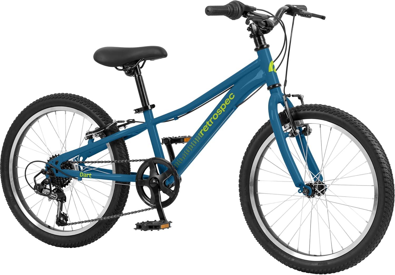Retrospec Dart 20 & 24 Inch Kids Bike – 7-Speed Hybrid Bicycle for Ages 6-11 with 29in All-Season Tires & Shock Absorption – Adjustable Height Youth Bike with V-Brakes & Smooth Gear Shifting(Blue Tang)