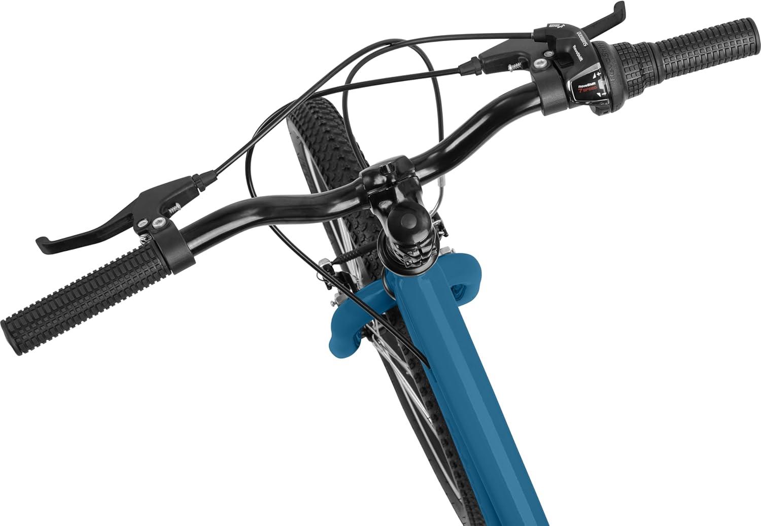 Retrospec Dart 20 & 24 Inch Kids Bike – 7-Speed Hybrid Bicycle for Ages 6-11 with 29in All-Season Tires & Shock Absorption – Adjustable Height Youth Bike with V-Brakes & Smooth Gear Shifting(Blue Tang)