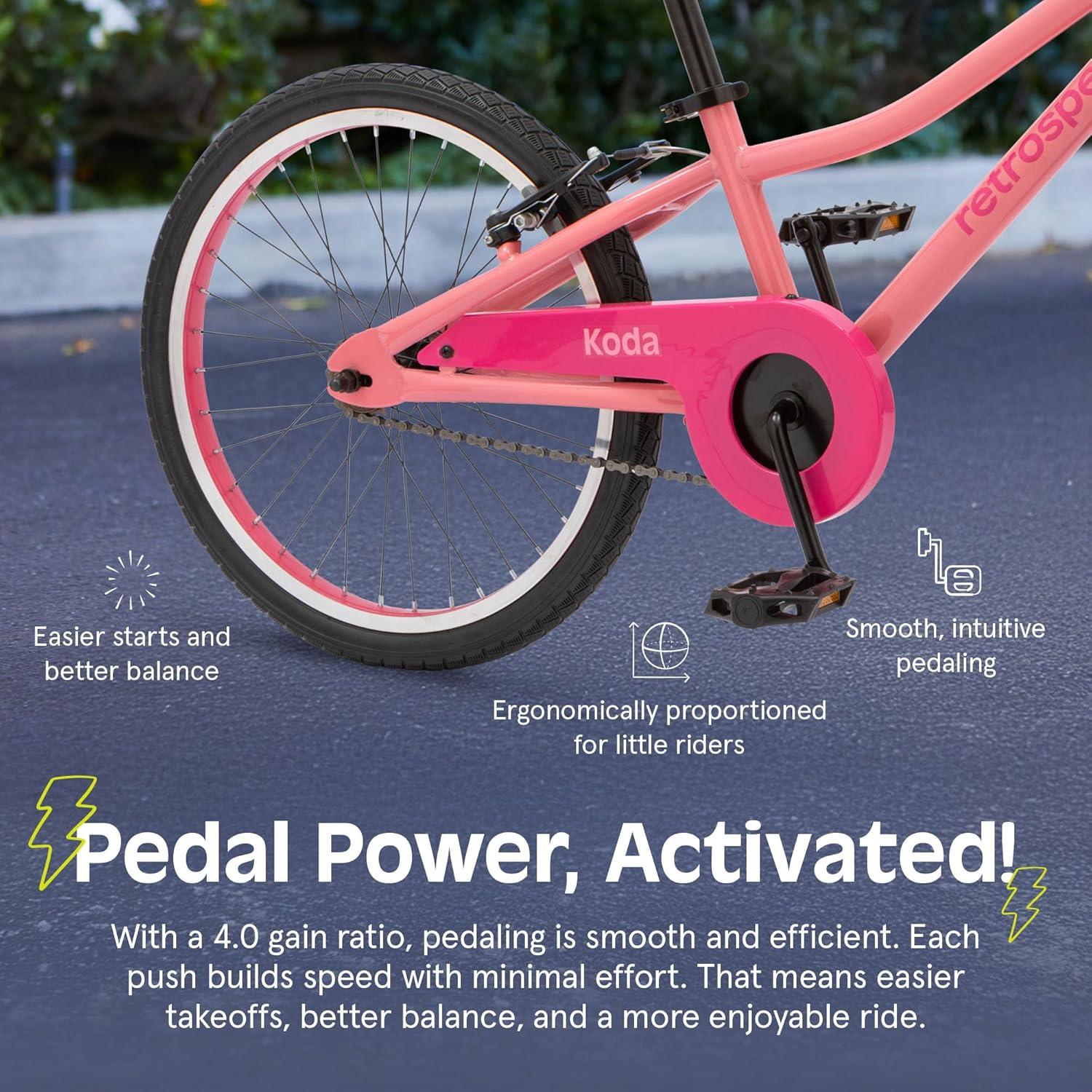 Retrospec Koda Plus Kids Bike for Boys & Girls Ages 6-8 Years – 20″ Children’s Bicycle, Adjustable Seat & Handlebars(Cotton Candy)