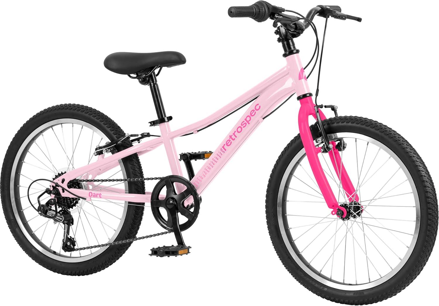 Retrospec Dart 20 & 24 Inch Kids Bike – 7-Speed Hybrid Bicycle for Ages 6-11 with 29in All-Season Tires & Shock Absorption – Adjustable Height Youth Bike with V-Brakes & Smooth Gear Shifting(Wild Berry)