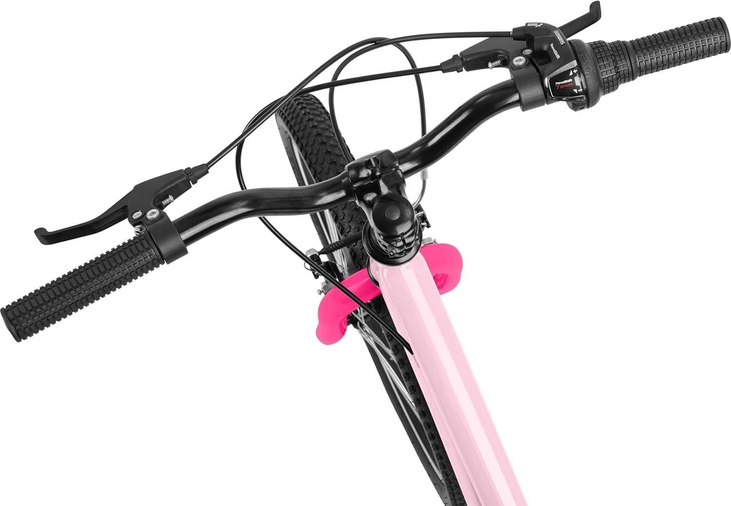 Retrospec Dart 20 & 24 Inch Kids Bike – 7-Speed Hybrid Bicycle for Ages 6-11 with 29in All-Season Tires & Shock Absorption – Adjustable Height Youth Bike with V-Brakes & Smooth Gear Shifting(Wild Berry)