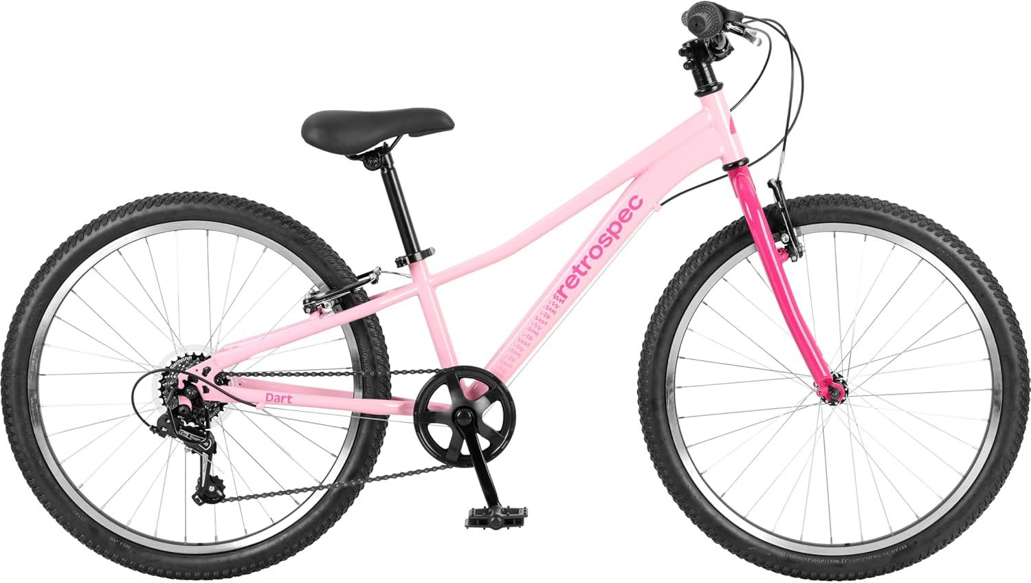 Retrospec Dart 20 & 24 Inch Kids Bike – 7-Speed Hybrid Bicycle for Ages 6-11 with 29in All-Season Tires & Shock Absorption – Adjustable Height Youth Bike with V-Brakes & Smooth Gear Shifting(Wild Berry)