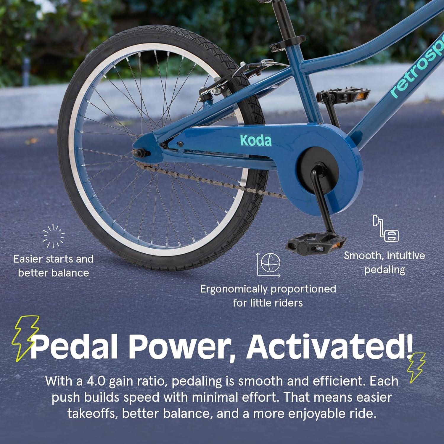 Retrospec Koda Plus Kids Bike for Boys & Girls Ages 6-8 Years – 20″ Children’s Bicycle, Adjustable Seat & Handlebars(Blue Bolt)