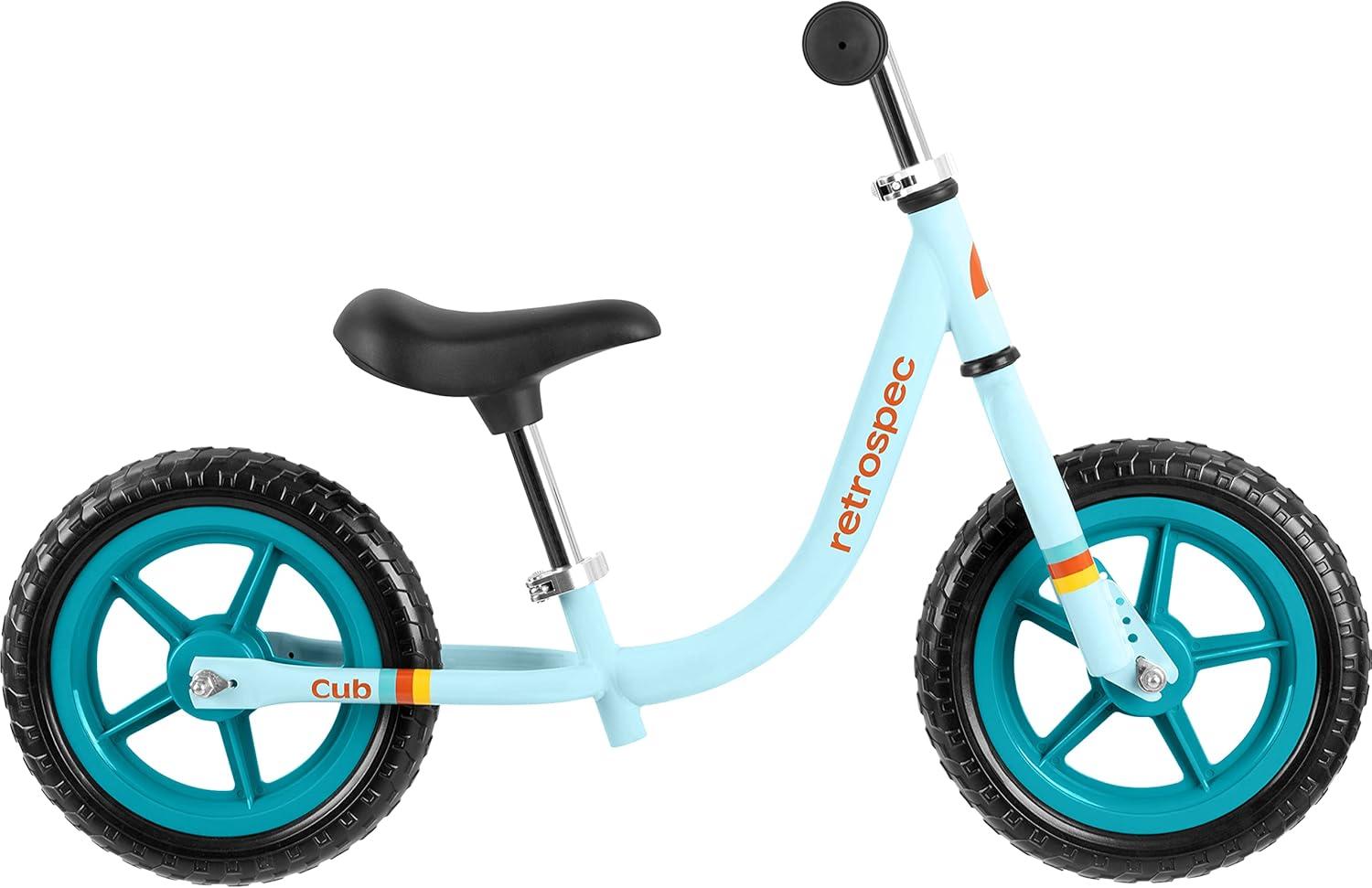 Retrospec Cub Toddler Balance Bike for Ages 18 Months – 3 Years – 12in No-Pedal Beginner Bicycle with Adjustable Seat, Puncture-Proof Tires & Safe Low Frame Design(Powder Blue)